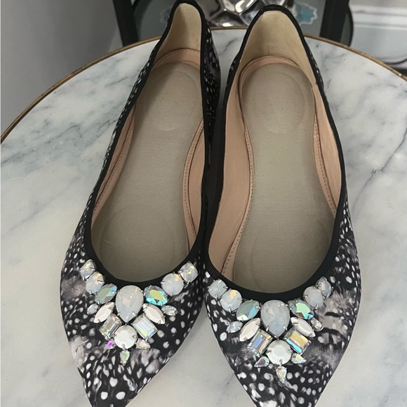 J. Crew Shoes - J. Crew Black and White Crystal Embellished Loafers